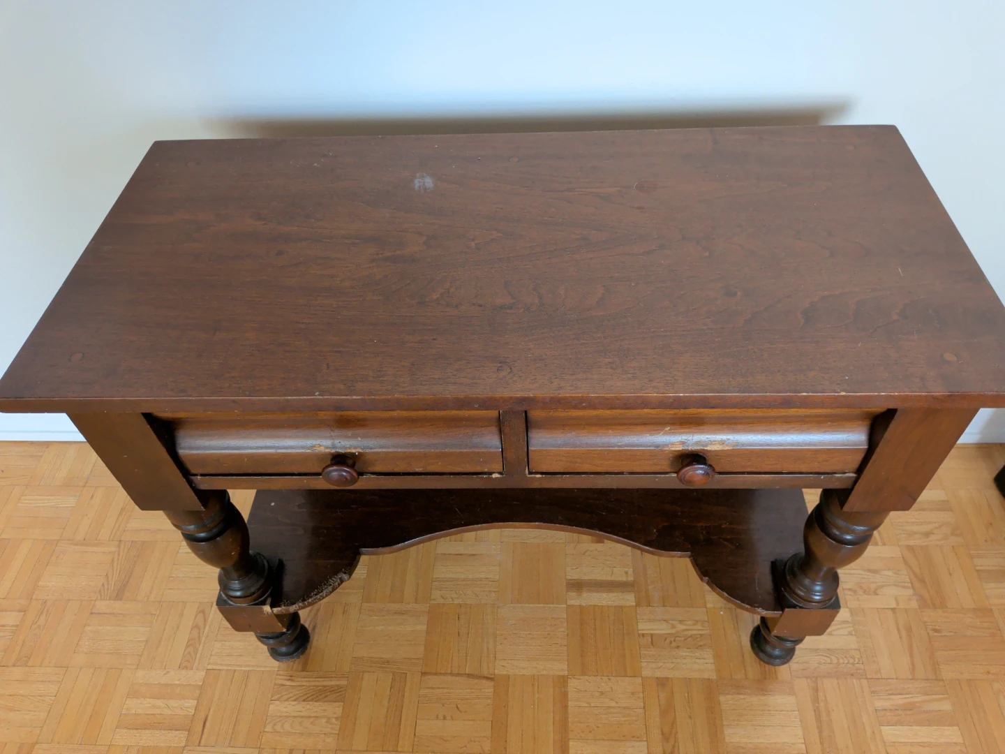 Vintage Dark Wood Console Table with Drawers - photo 5
