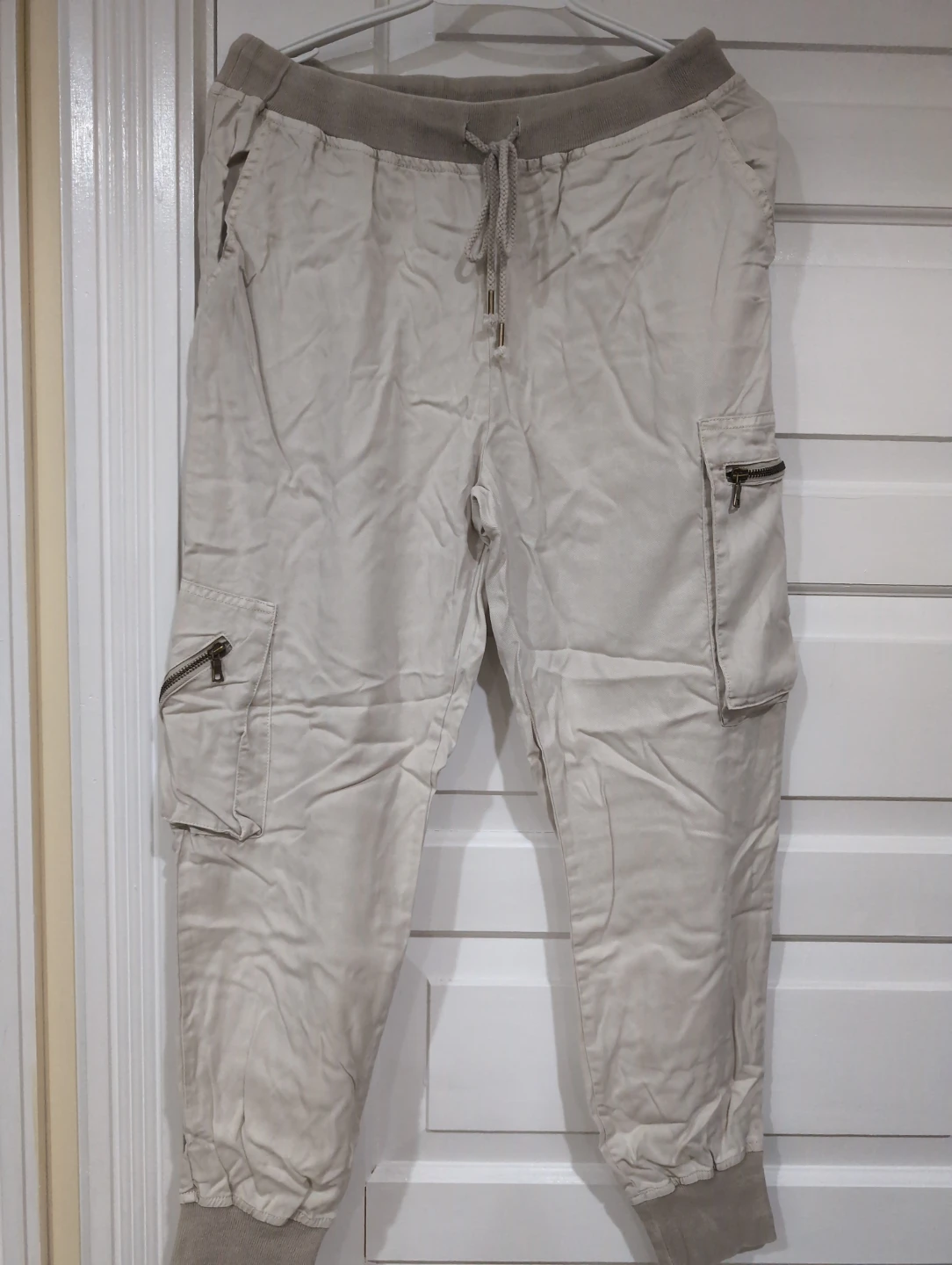 Beige cargo jogger pants