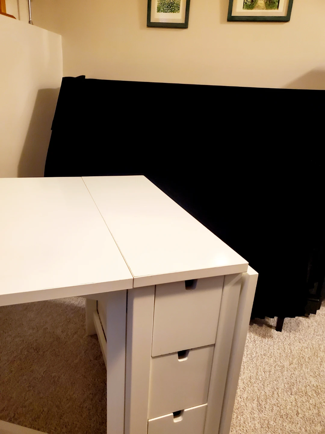 IKEA White Drop-Leaf table with Drawers - photo 4