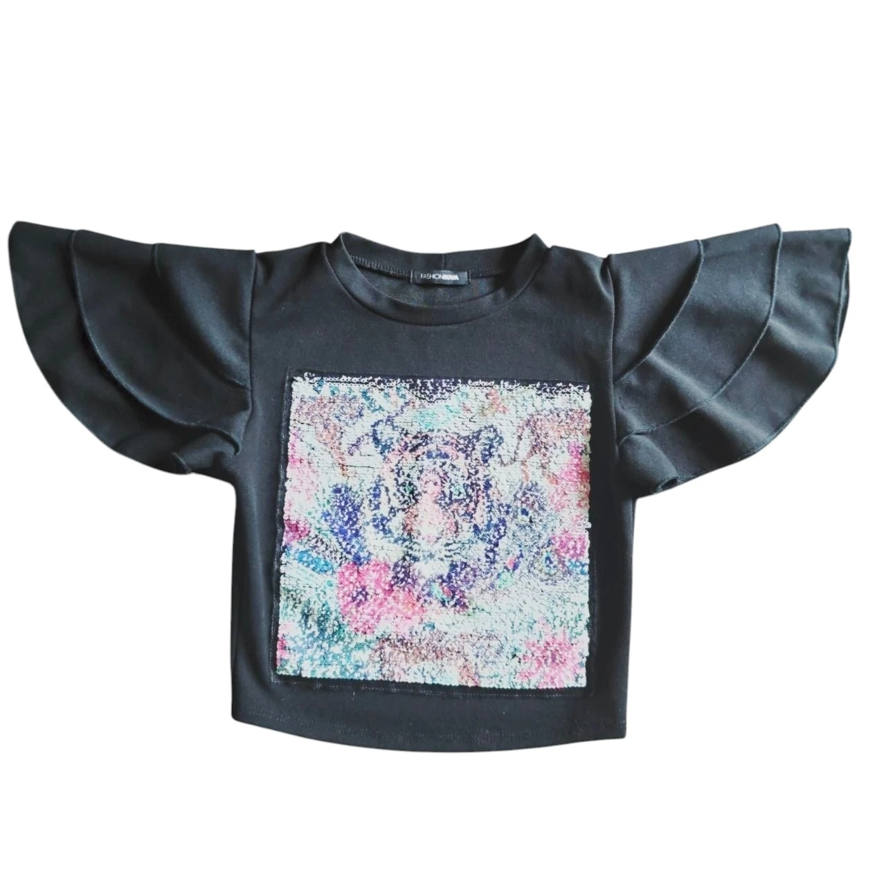 Fashion Nova Women's QUEEN/Tiger Reversible Sequin Top – Size XS - photo 2