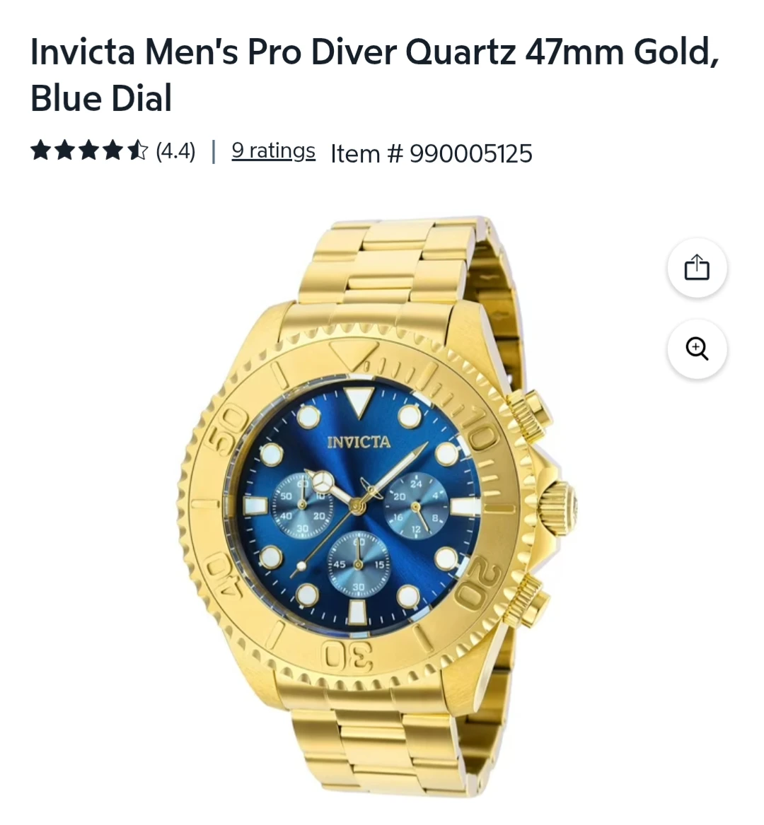 INVICTA Men's Pro-Diver Quartz 47mm Gold / Blue Dial - photo 2