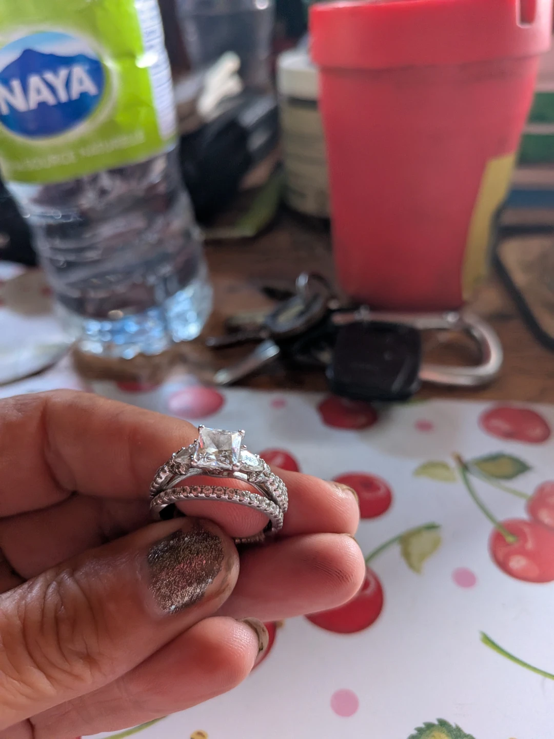 Silver Diamond Bridal Ring Set - photo 2