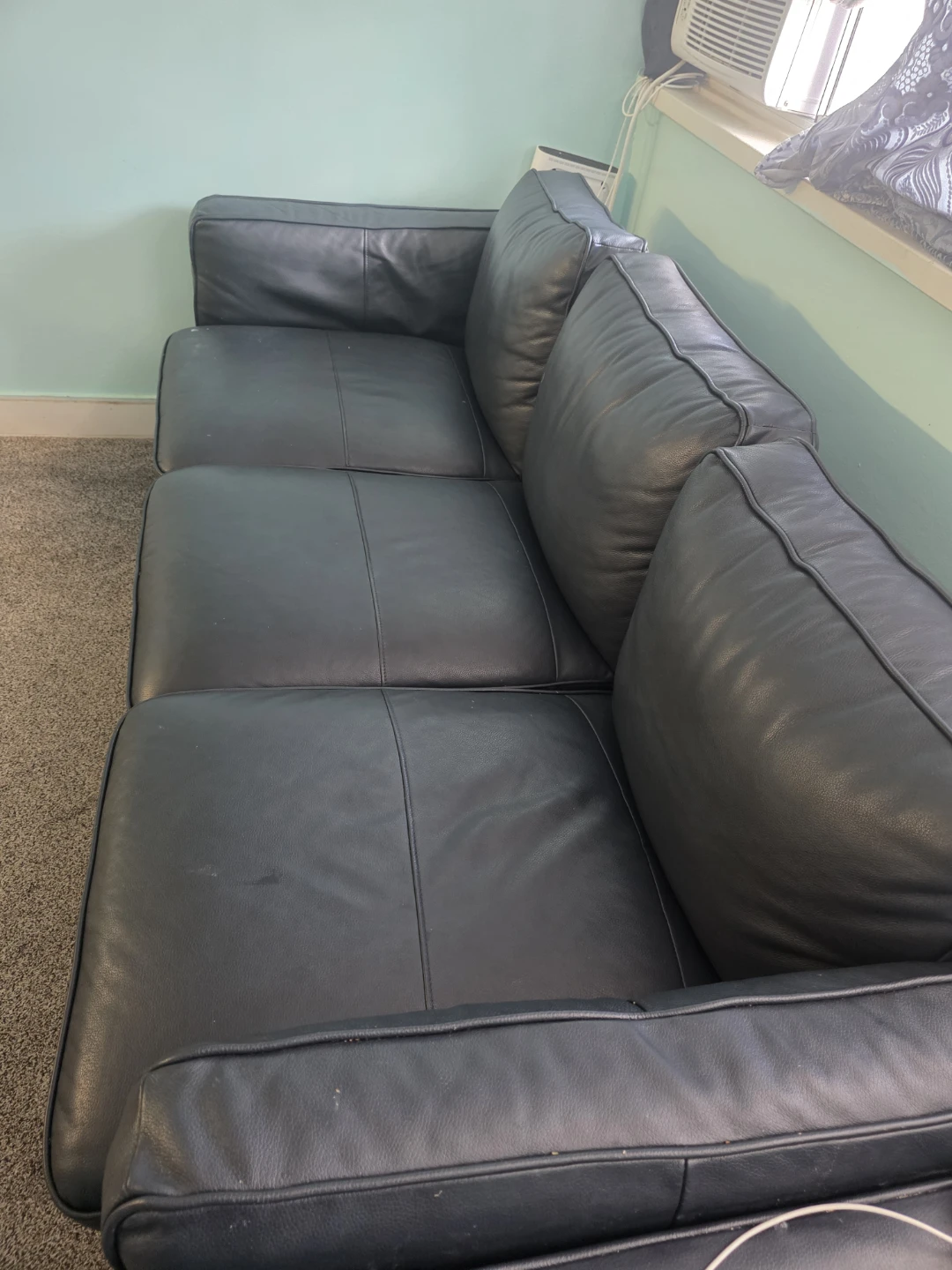 Black Leather Couch - photo 3