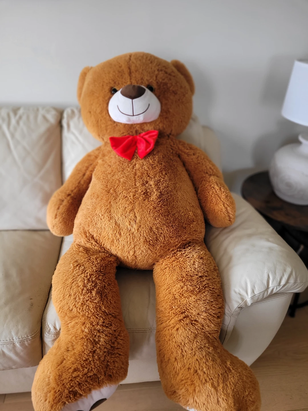 Giant Teddy Bear with Red Bow Tie