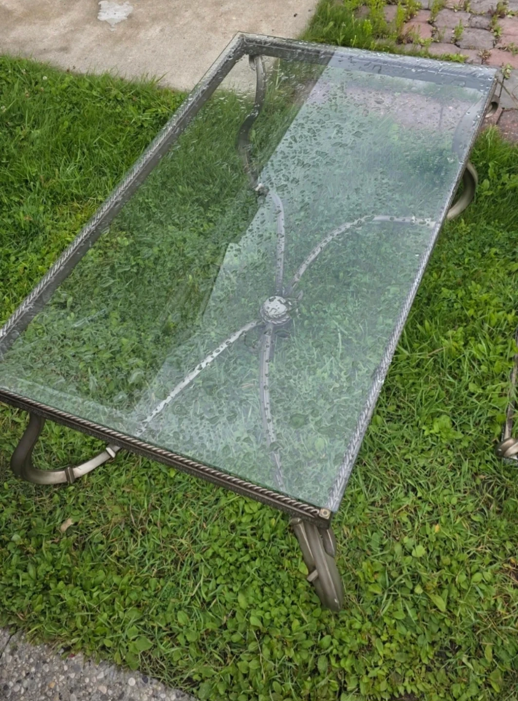 Glass Top Coffee Table with Metal Base