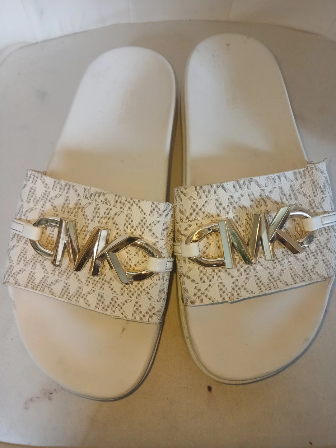 Michael Kors MK Logo Slides White
