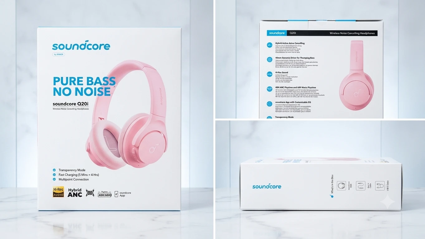 Pink Soundcore Q20i Wireless Noise Cancelling Headphones