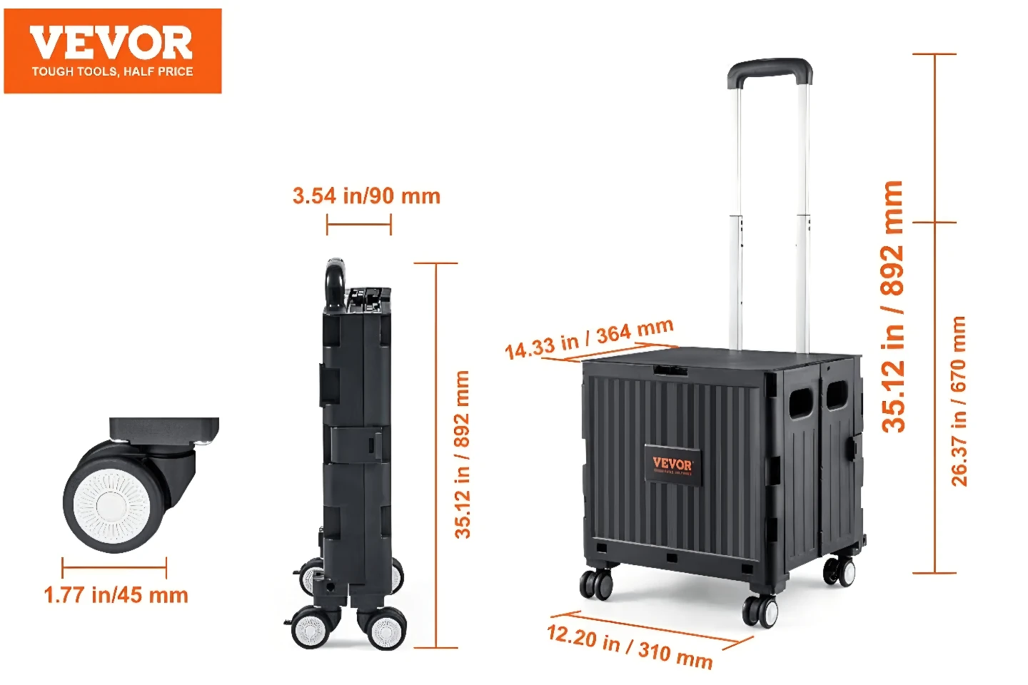 VEVOR Folding Cart with Wheels