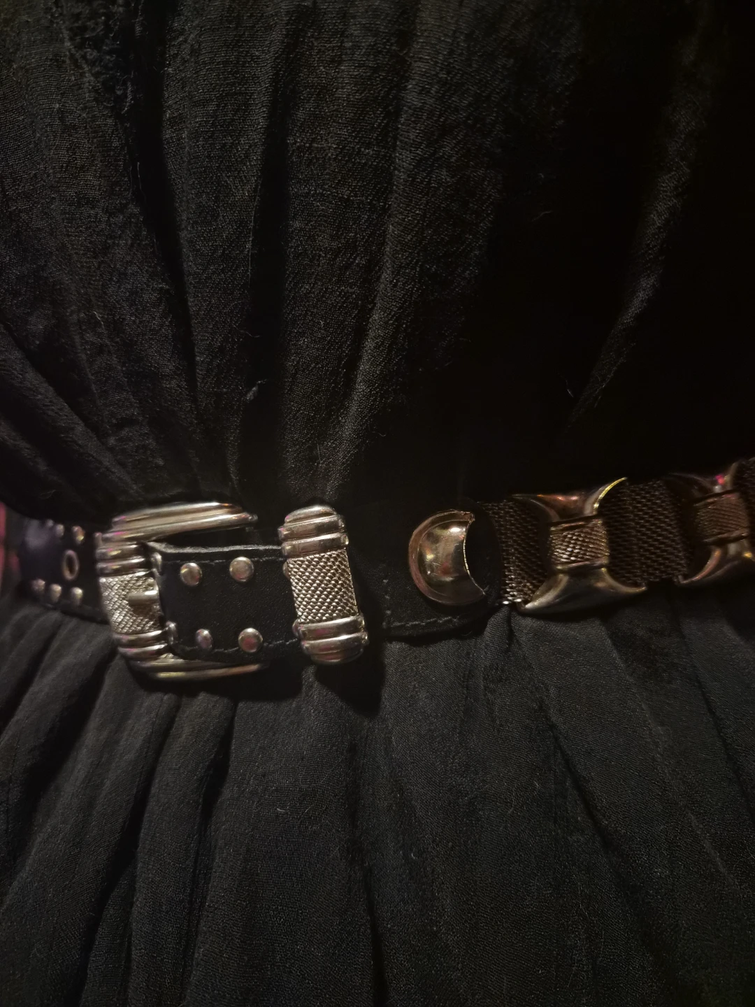Medieval revival  Silver and Black Studded Belt