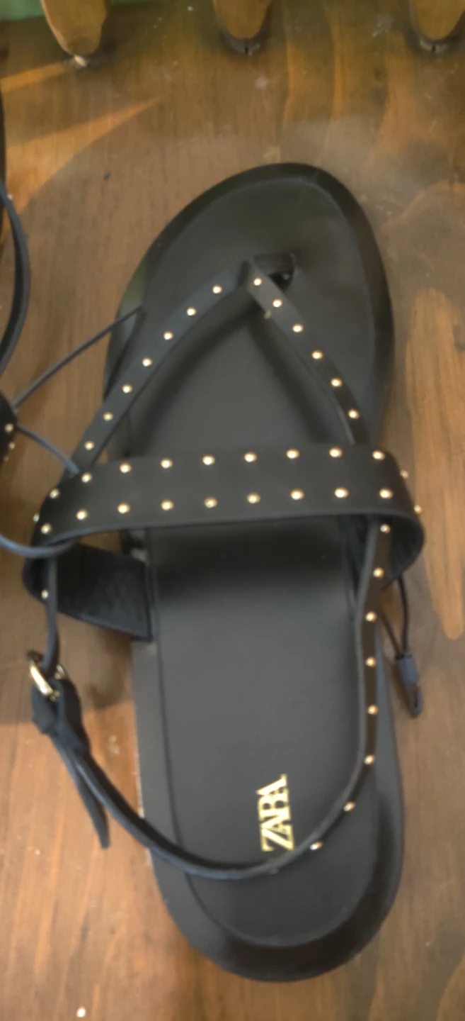 ZARA Black Studded Flat Sandals - photo 2