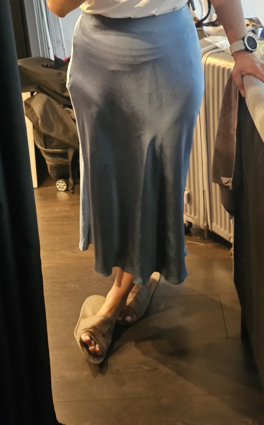 Satin Silk Midi Skirt M - photo 5