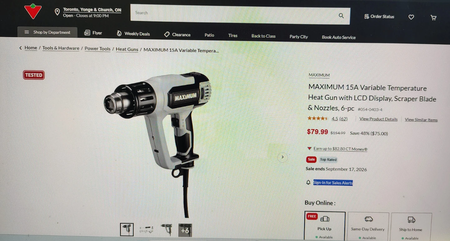 MAXIMUM 15A Variable Temperature Heat Gun