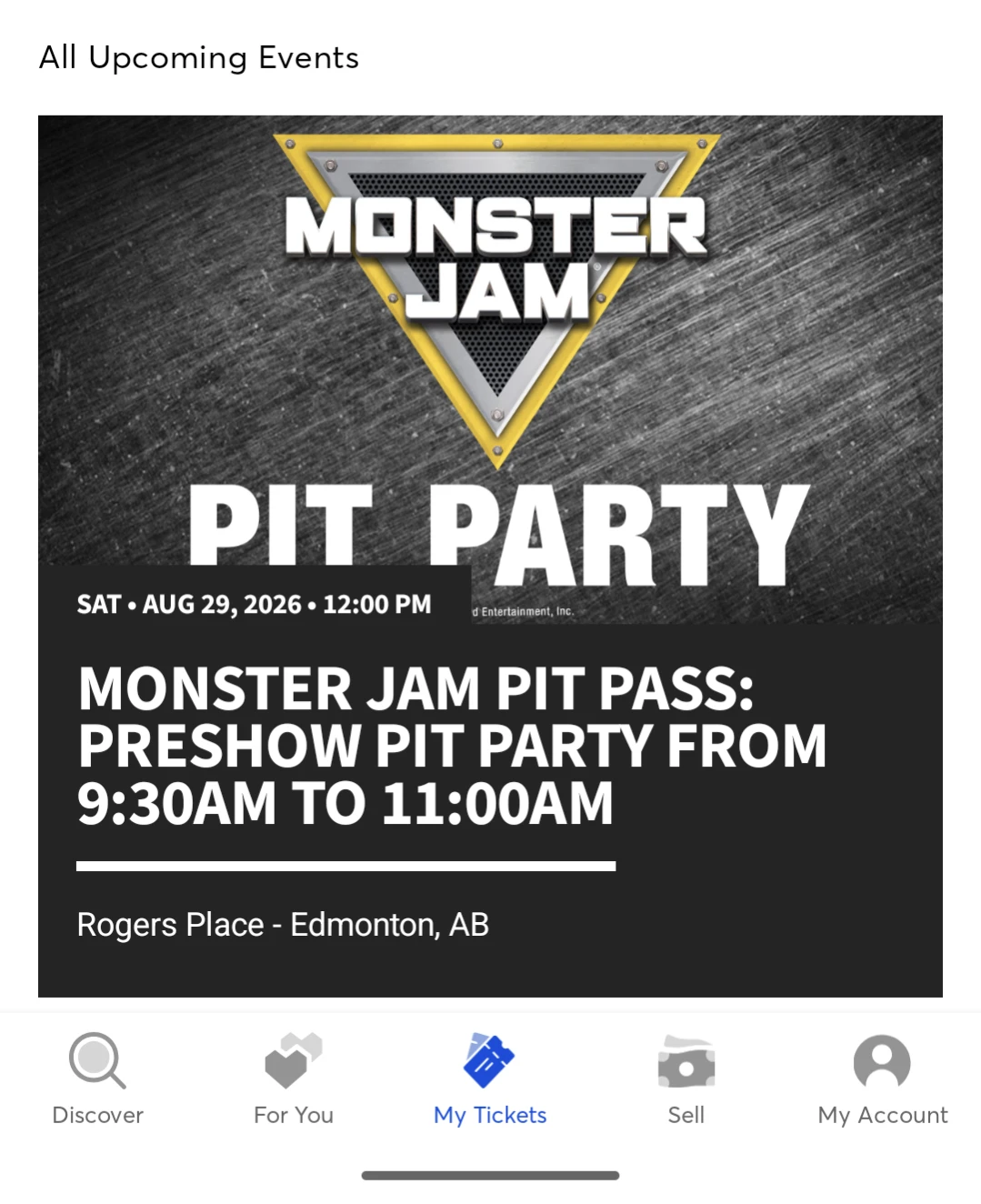 Monster Jam Pit Pass - August 29, 2026