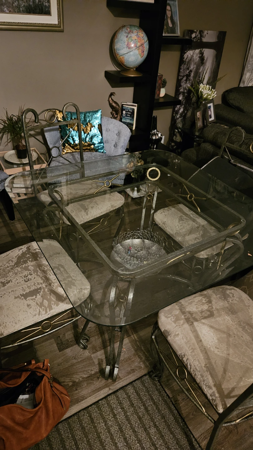 Glass Top Dining Table with 4 Chairs