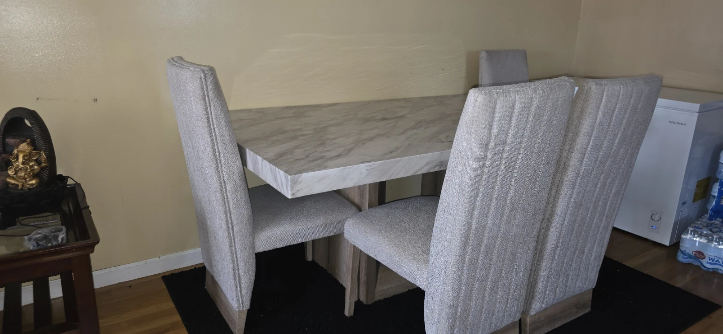 Marble Top Dining Table Set with 4 Chairs