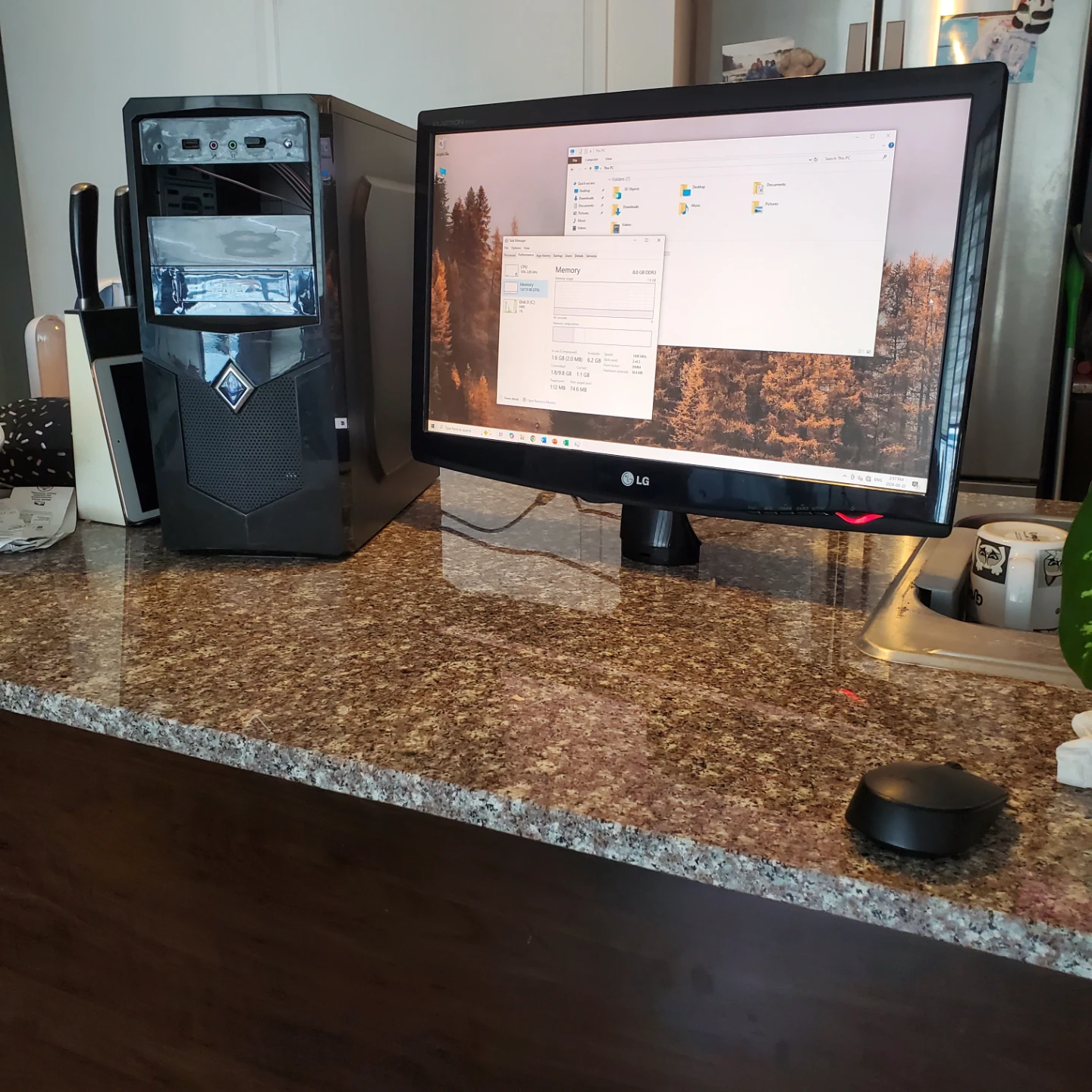 Desktop computer with monitor