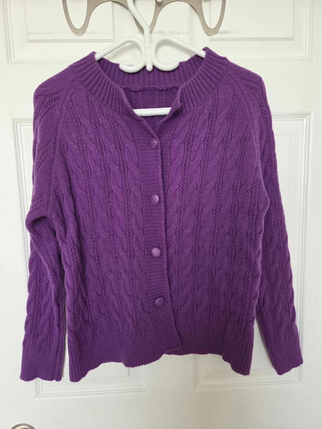 Purple Cable Knit Cardigan - photo 2