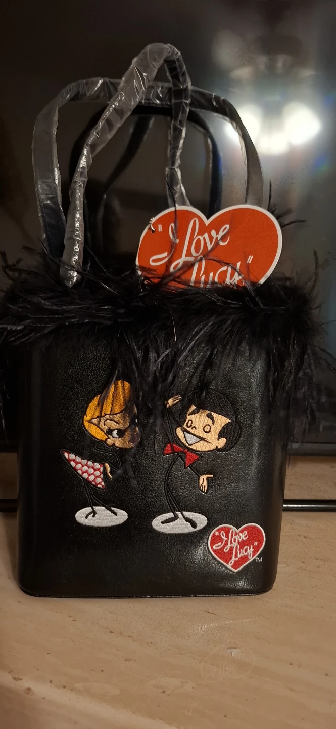 I Love Lucy Black Feather Handbag