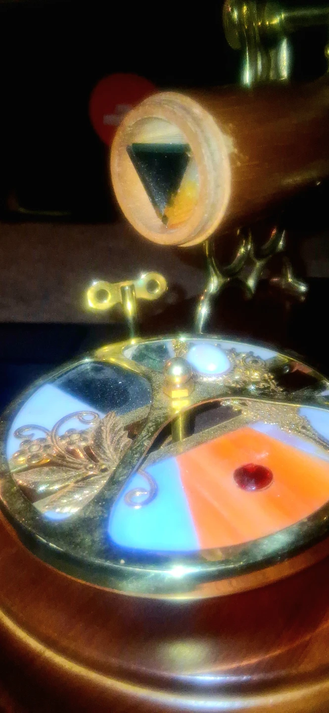 Decorative Kaleidoscope music Box with Stained Glass Base+Gems - photo 3