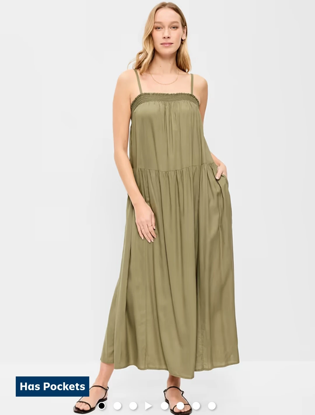 Old Navy Smocked Maxi Dress - Olive Green - Size M - photo 5
