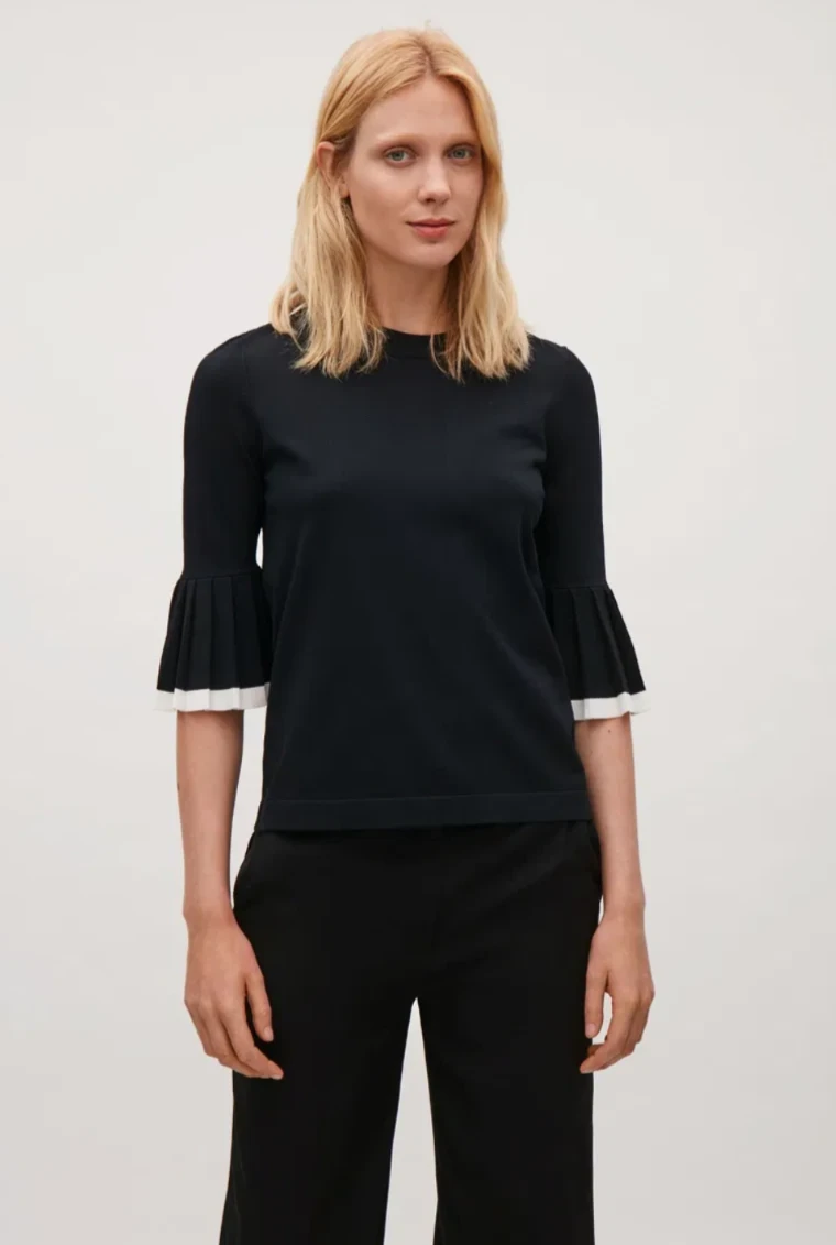 COS Pleated Sleeves Knit Top - XS