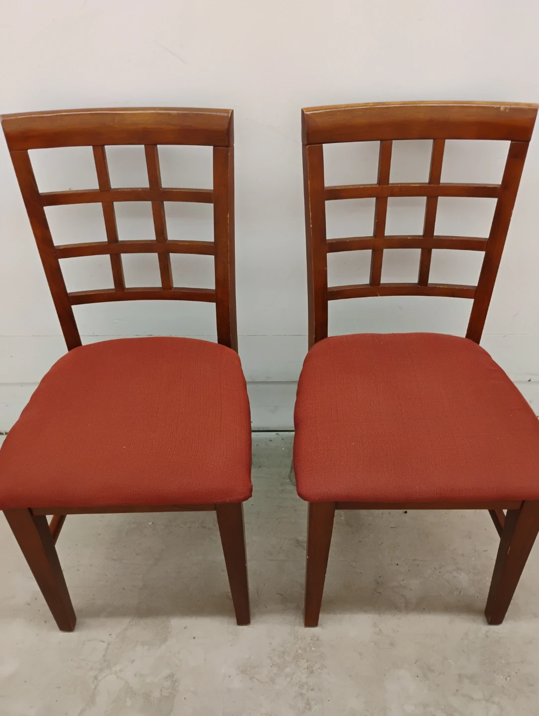 Set of 2 Genuine Wood Dining Chairs with Red Upholstery