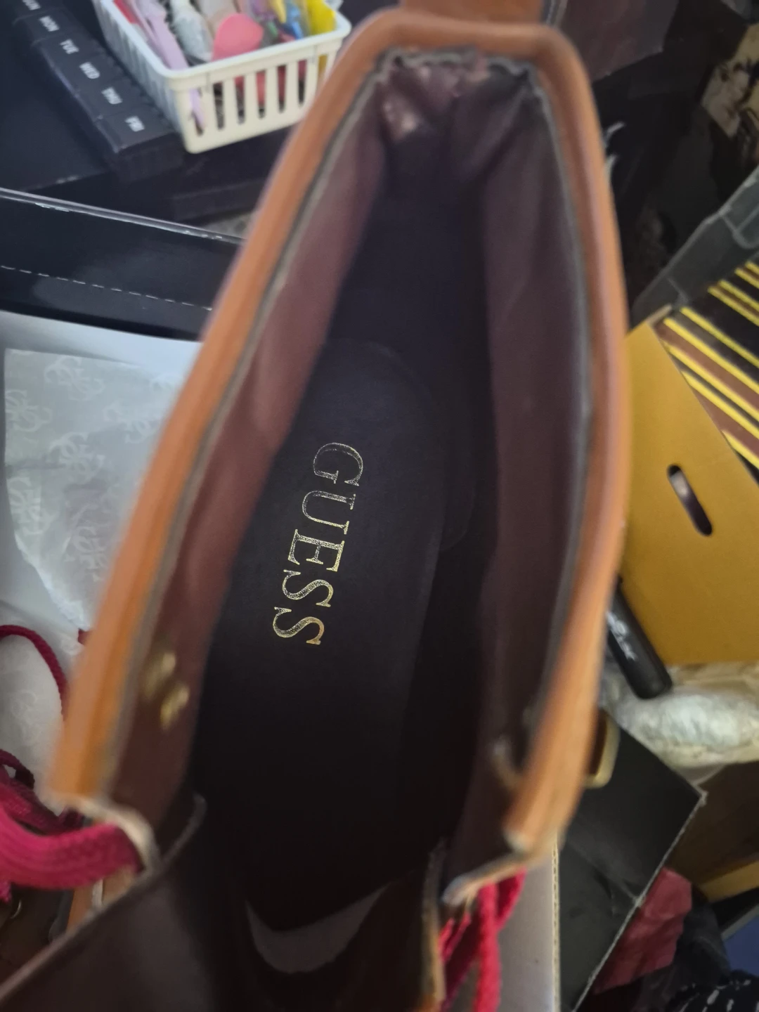 Guess Brown Leather Hiking Boots with Pink Laces - photo 5