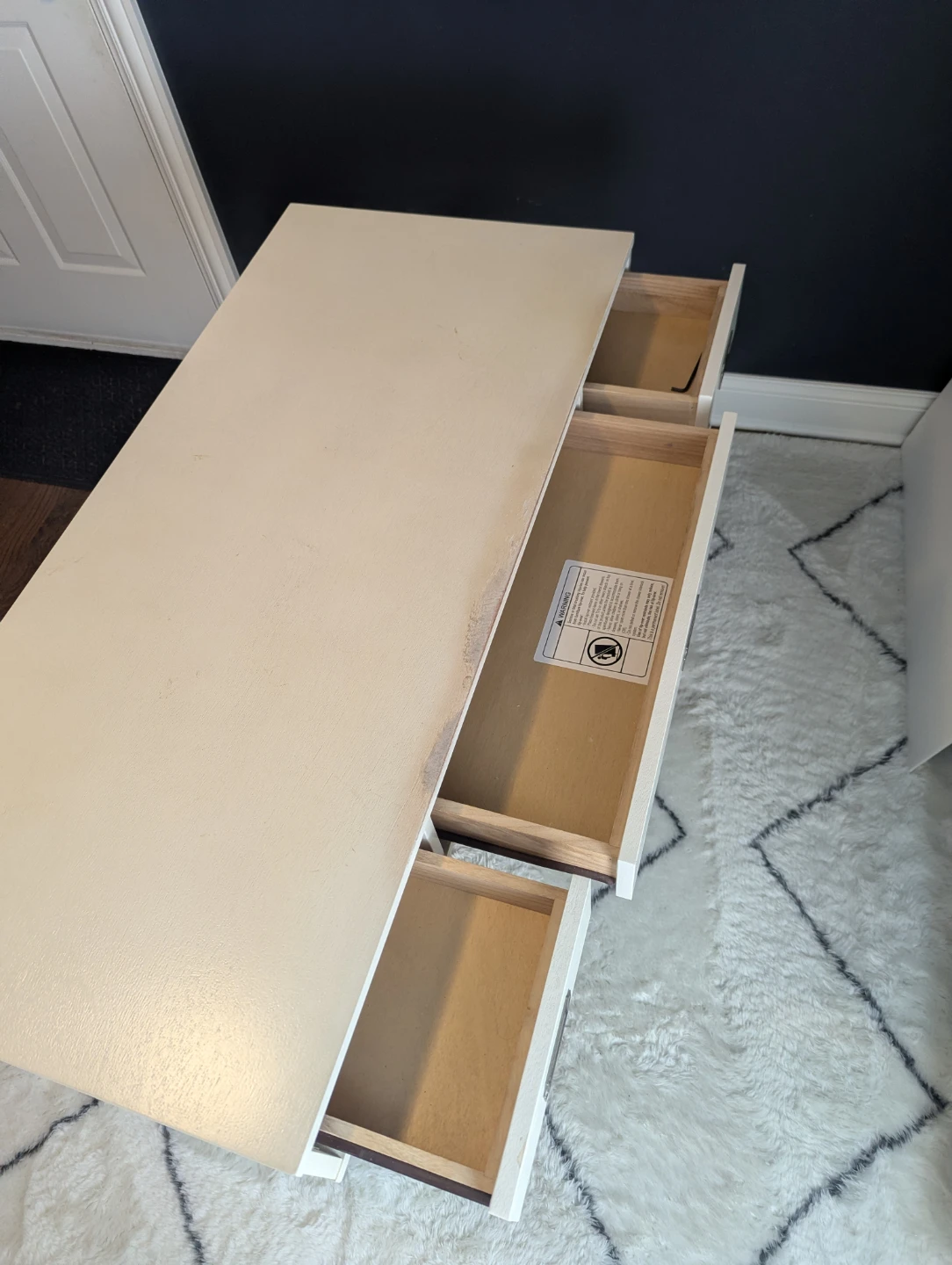 White X-Leg Desk with 3 Drawers - photo 4