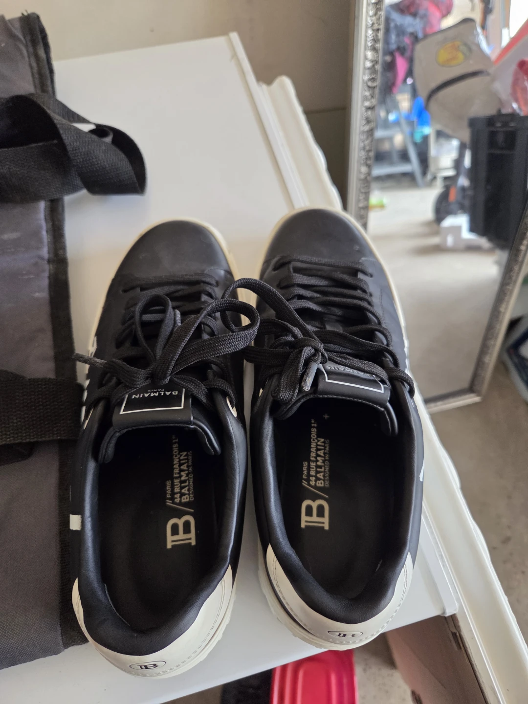 Balmain Low Top Lace Sneakers Black White Size 41 - photo 2