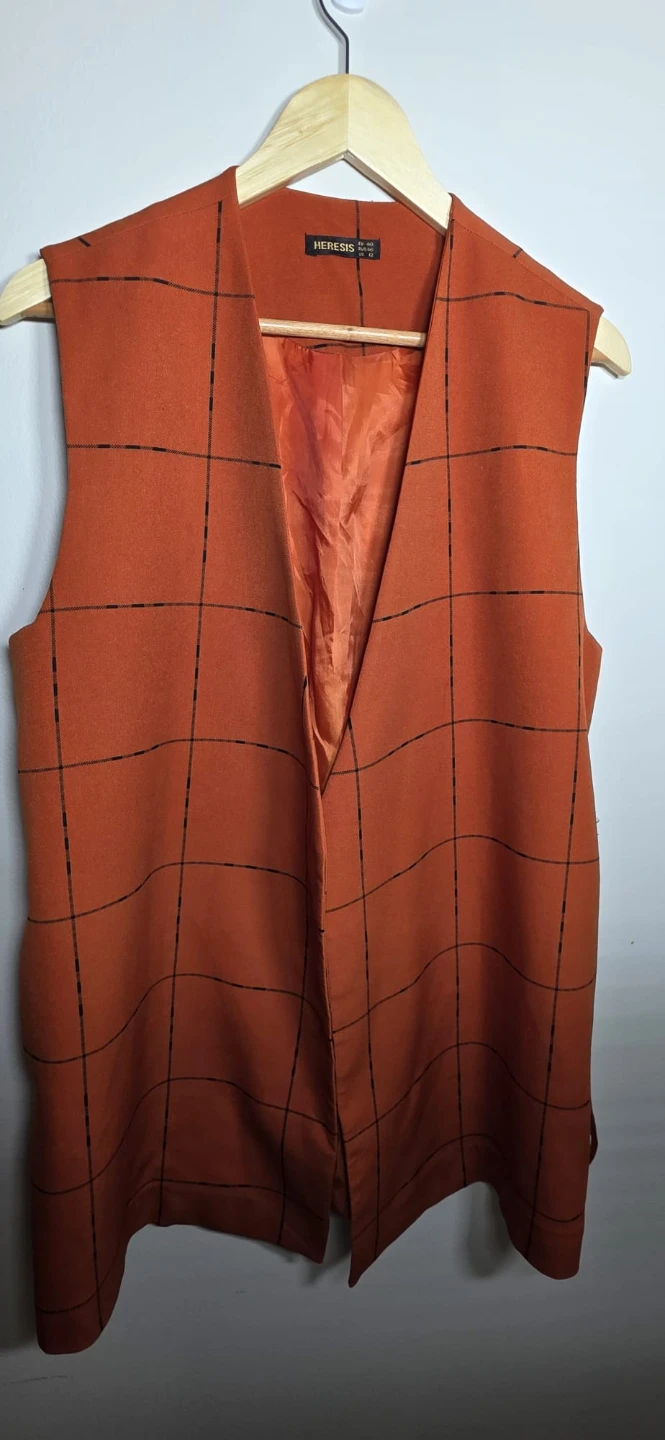 HERESIS Orange Plaid Vest - Size UK 12
