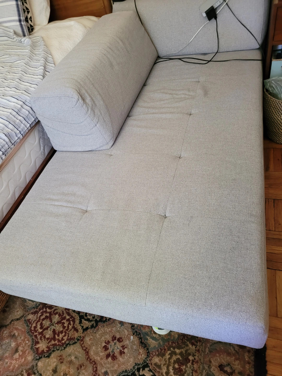 West Elm Gray sofa daybed couch - photo 5