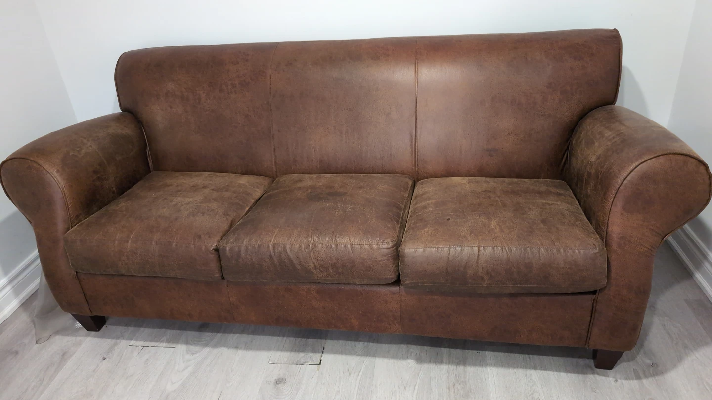 Brown Faux Leather Sofa