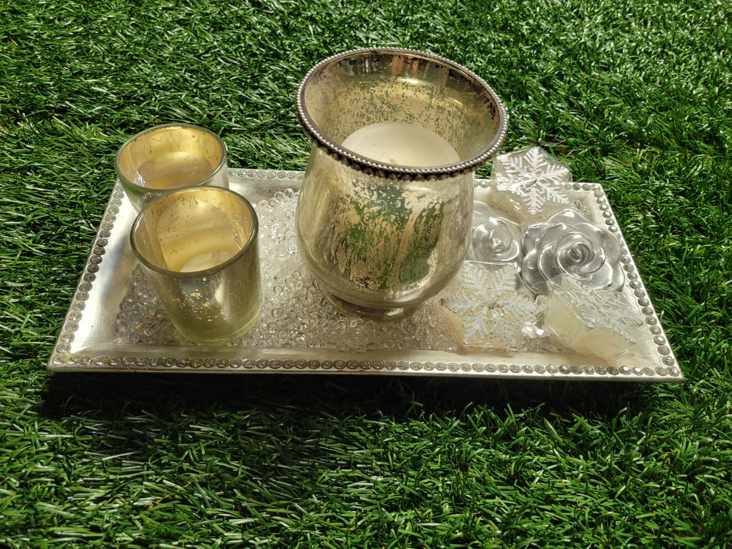 Candle Holder Tray with Votive Candles