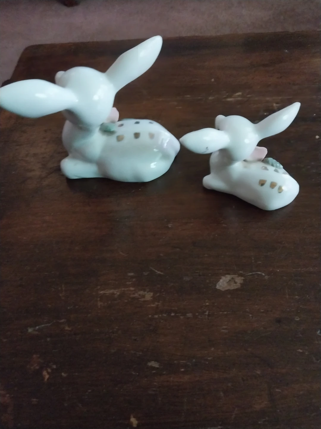 Pair of Ceramic Deer Figurines with Gold Accents - photo 3