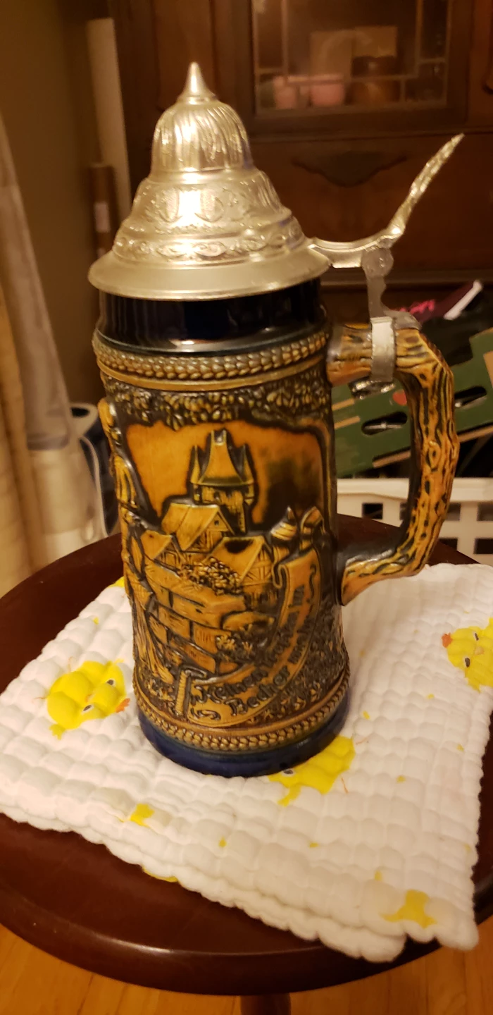 Vintage Ceramic Beer Stein with Pewter Lid - photo 4