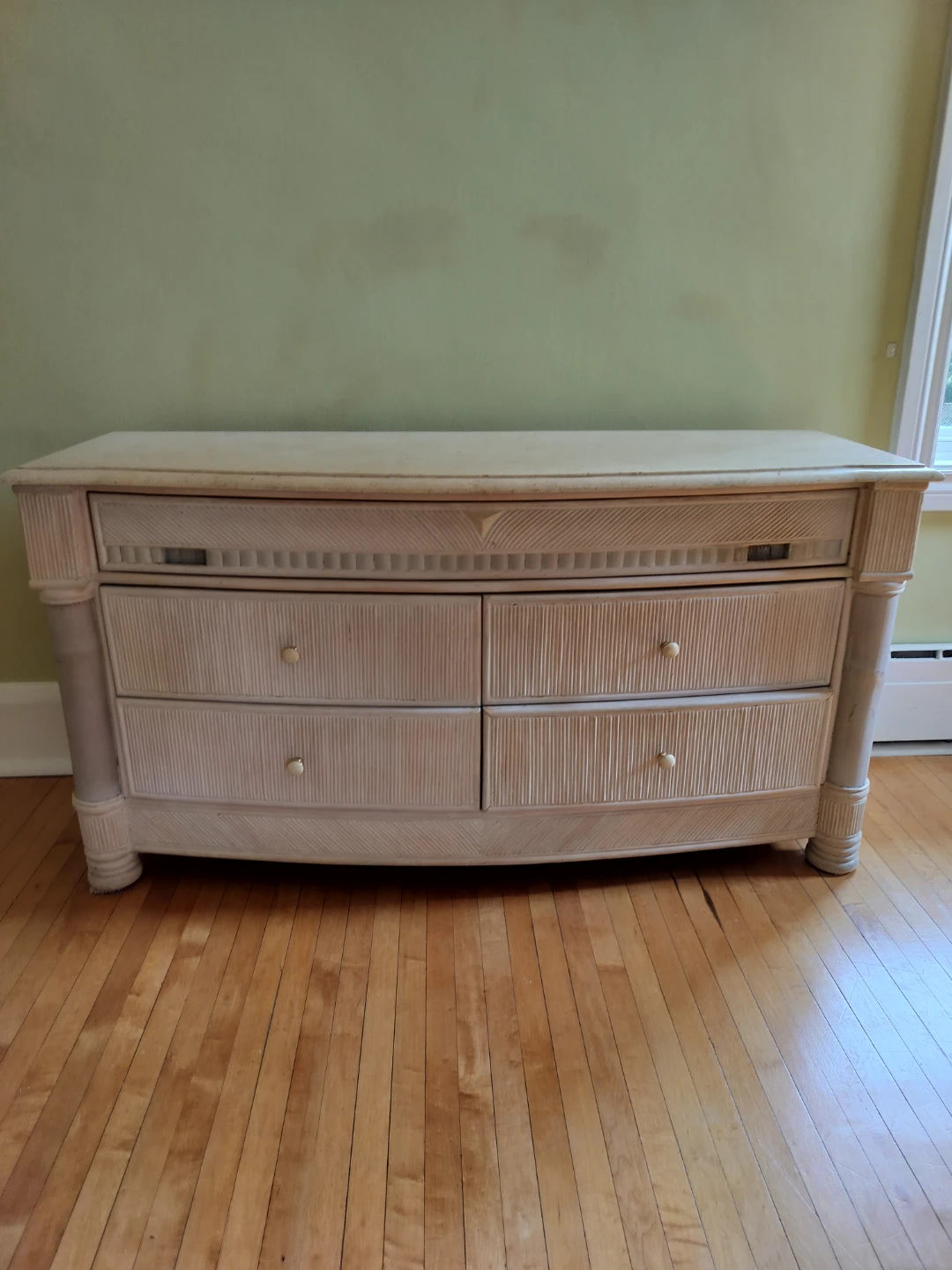 Coastal Style Raffia Dresser with 4 Drawers plus one sock drawer
