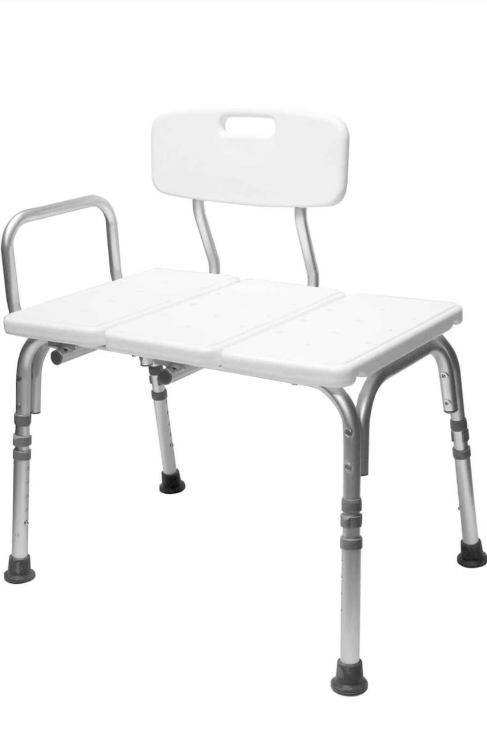 Adjustable Shower Bench with Backrest and Armrests