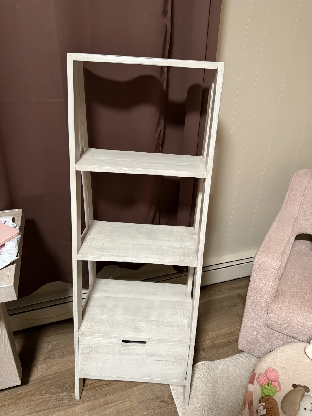 White Ladder Shelf with Drawer