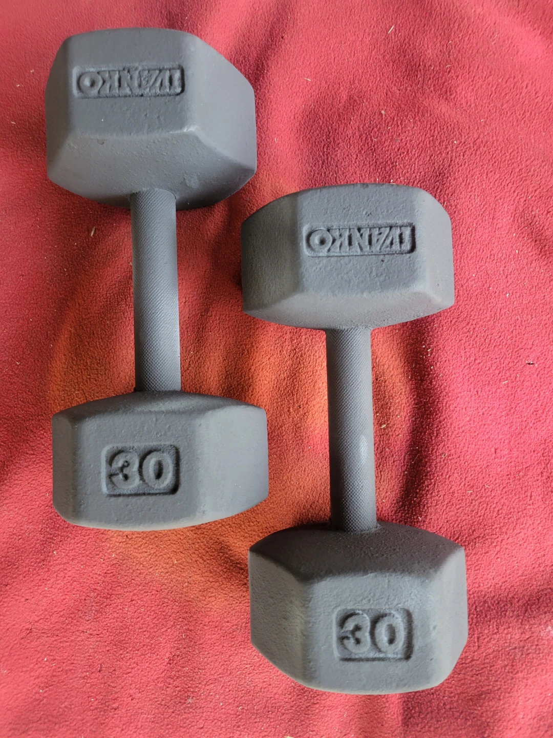 SETS OF 30LB  HEXHEAD DUMBBELLS TOTAL 60LBs