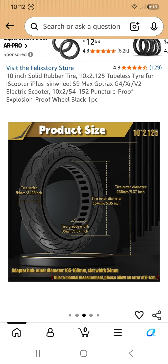 Felixstory 10 inch Solid Rubber Scooter Tire - photo 3