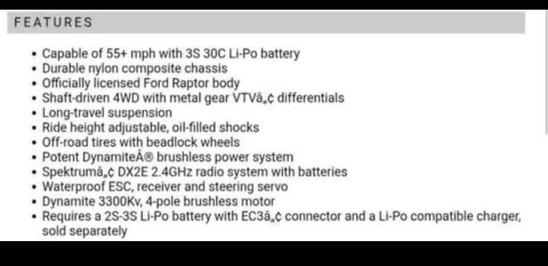 Vaterra Ford Raptor 1/10 4WD RC Truck and Controller ONLY