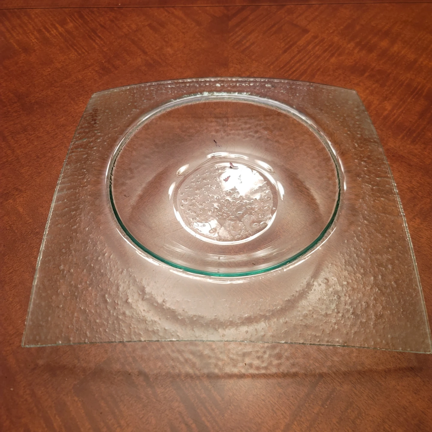 Clear Glass Serving Bowl with Textured Tray
