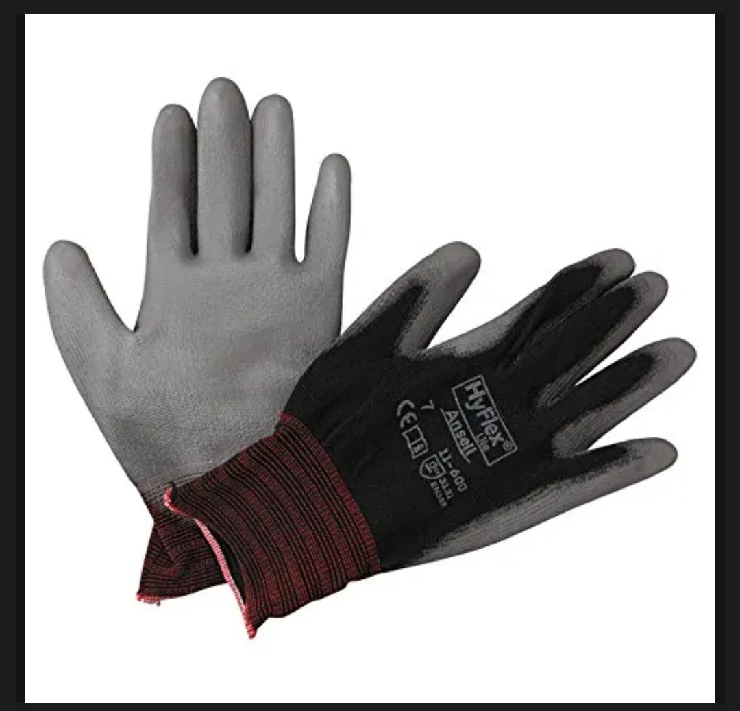 1 Pair Sealed Work Gloves Ansell HyFlex 11-600 Size 7