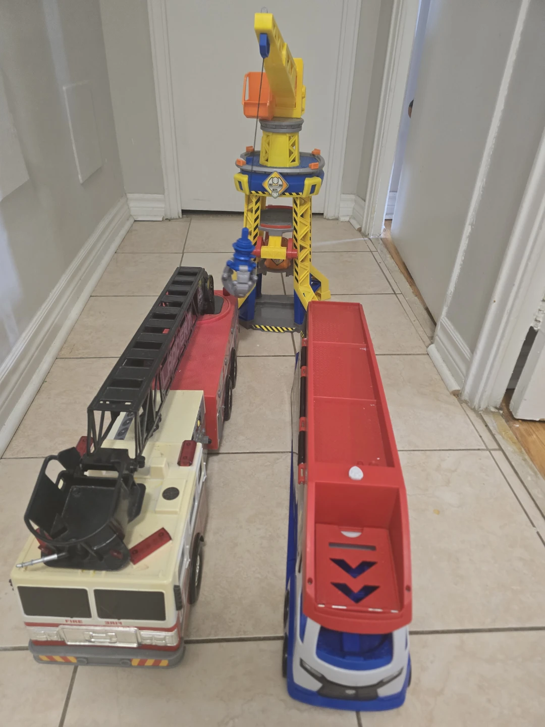 Toy Fire Truck and Rescue Tower Set