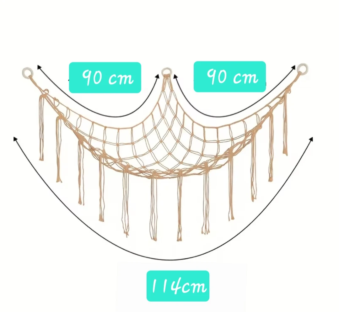 Macrame Toy Hammock Storage Net - White - photo 4