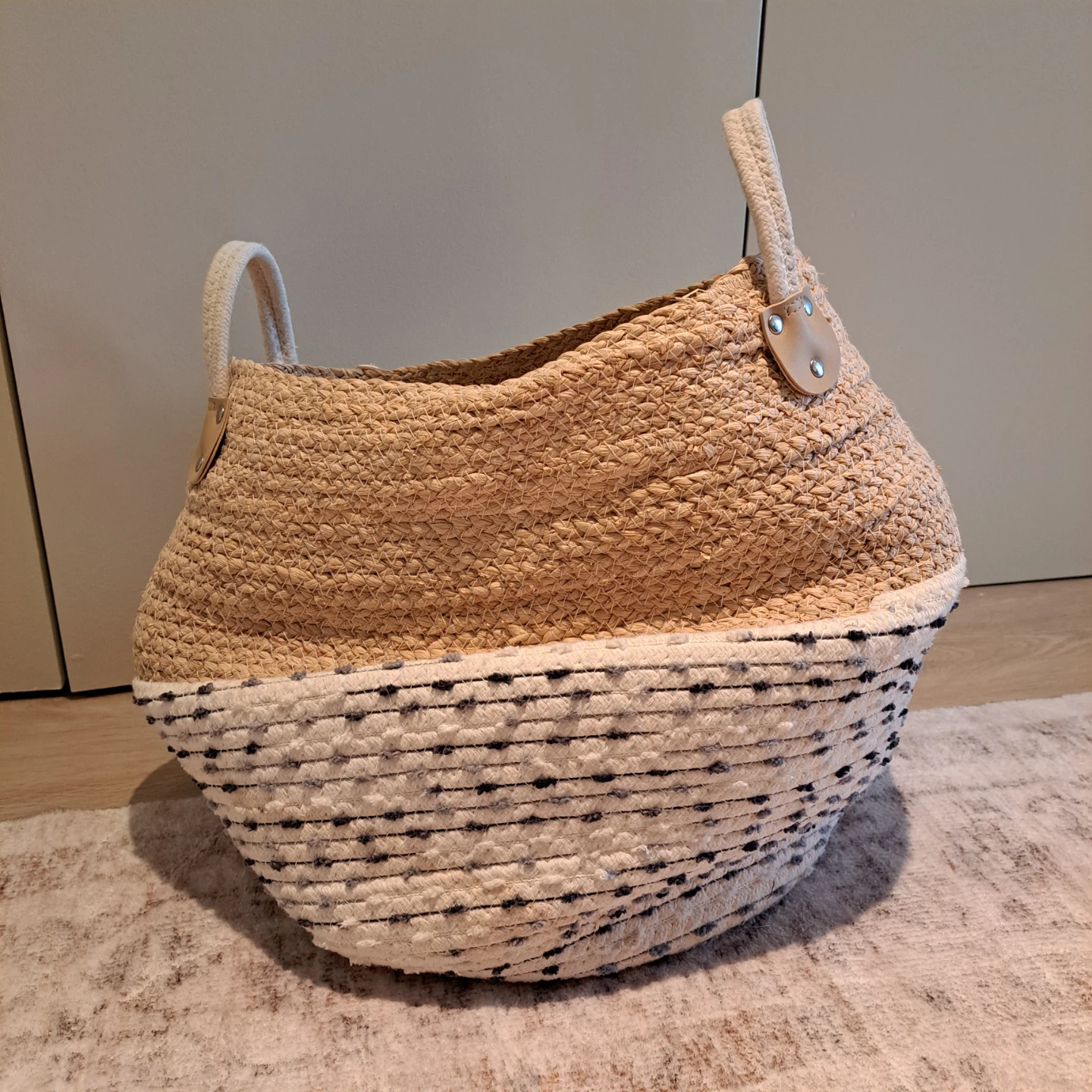 Large Natural Woven Storage Basket with Handles