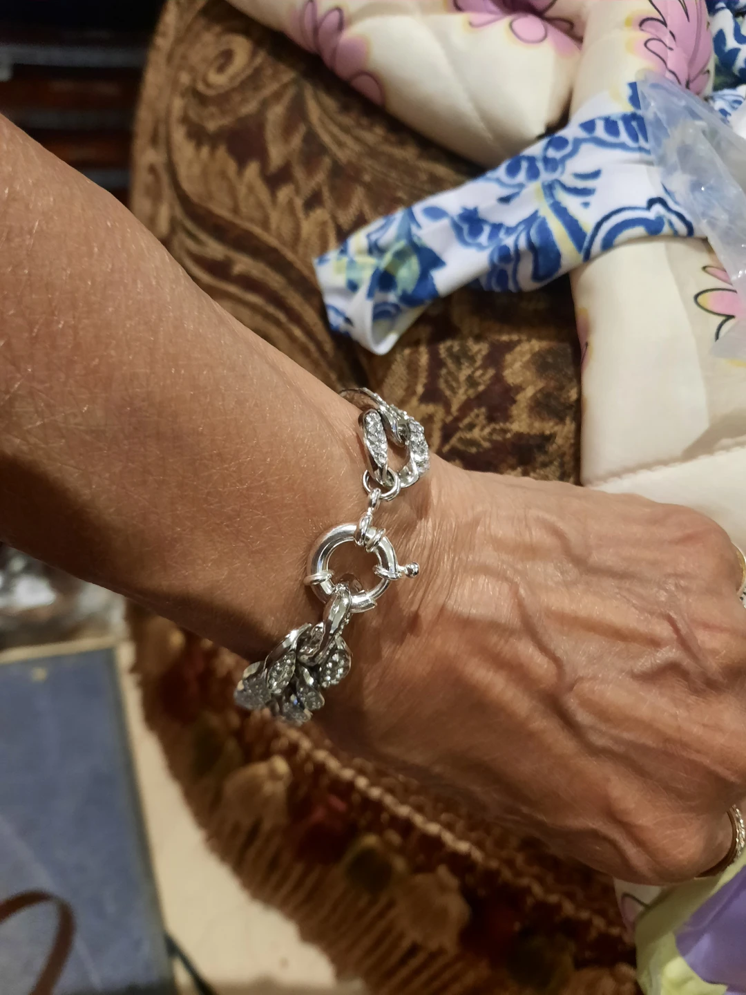 7.5" BLINGED OUT CUBAN Chain Bracelet Senora clasp Silver - photo 2