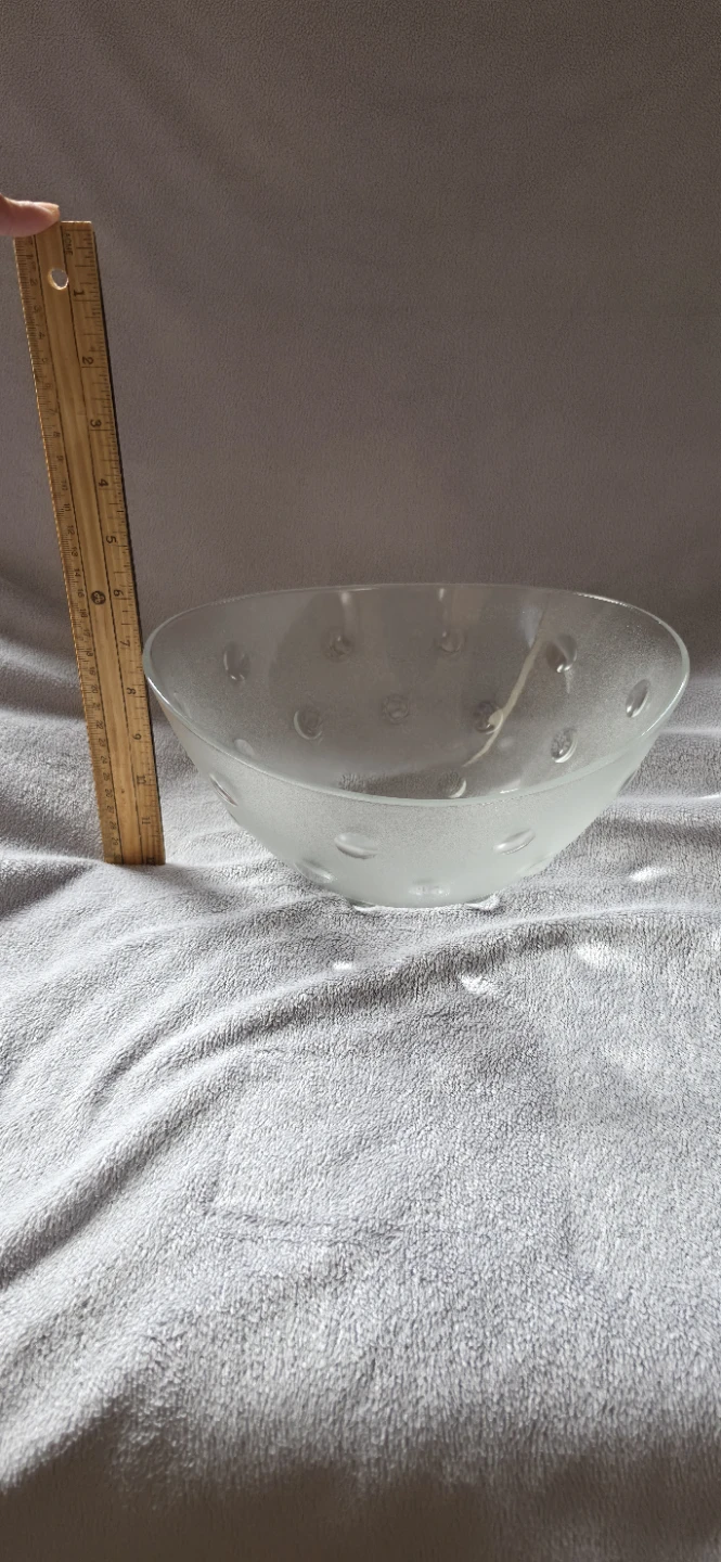 Clear frosted glass bowl with dot pattern - photo 2