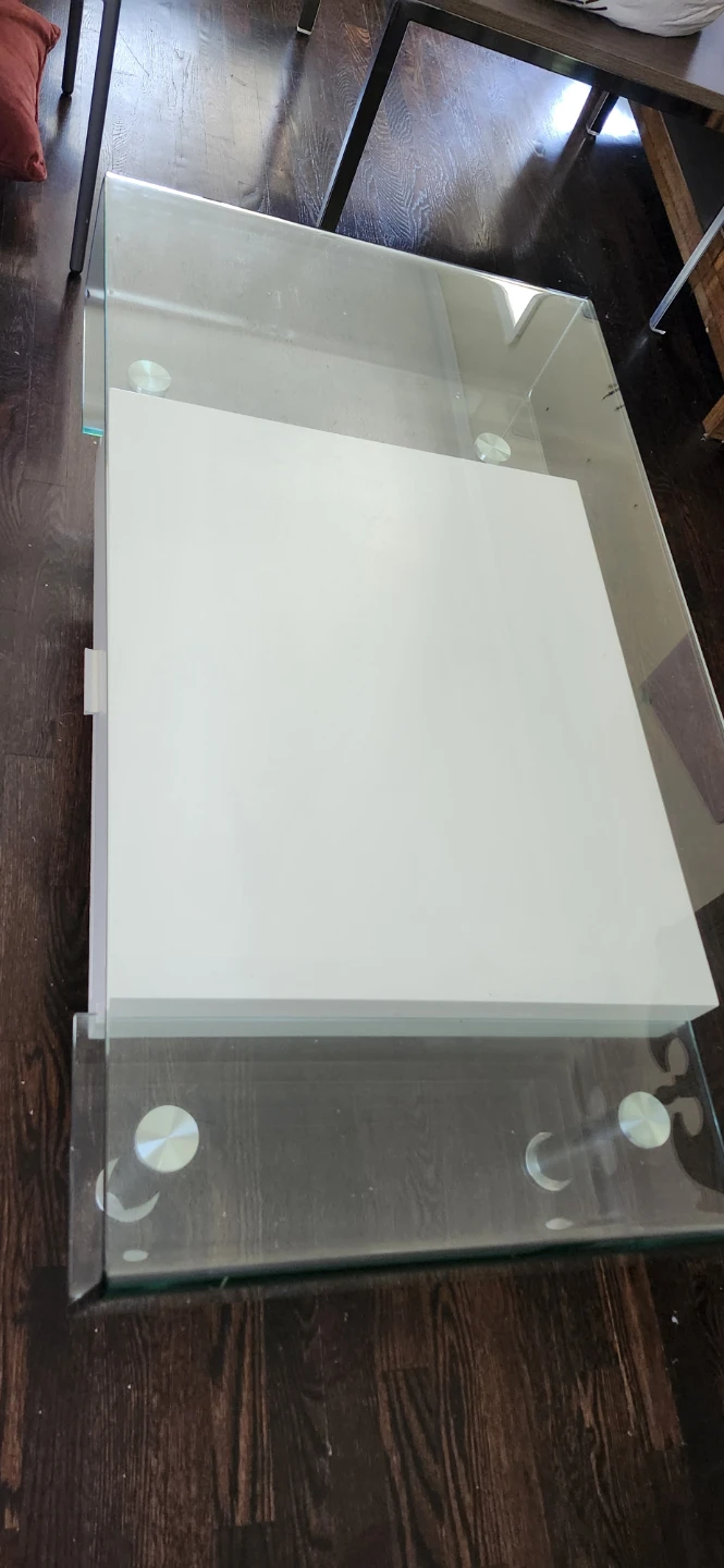 Modern Glass Coffee Table with White Drawers