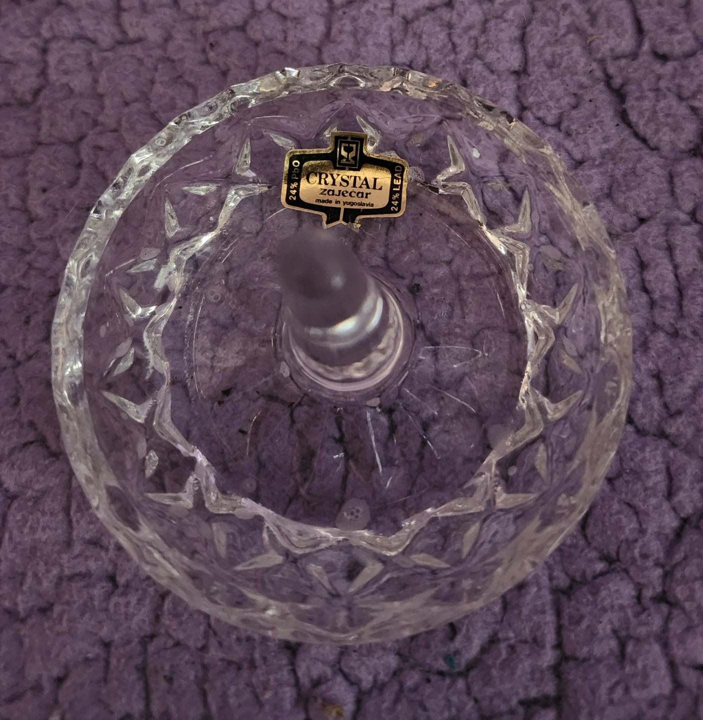 Vintage Zajecar Crystal Ring Holder Dish